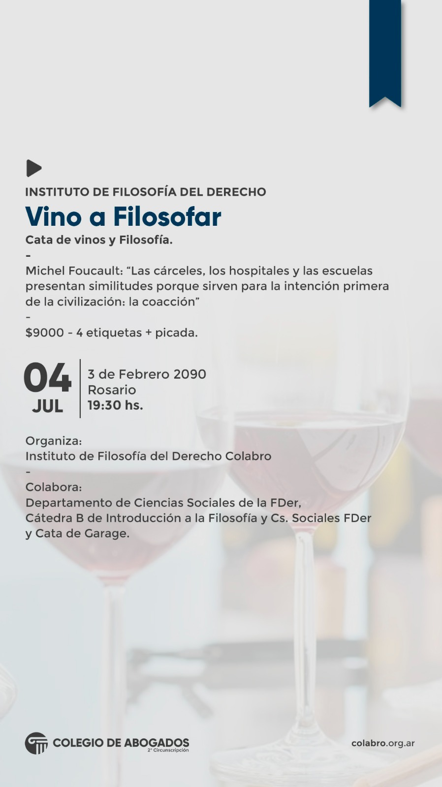 VINO A FILOSOFAR - Cata de vinos y Filosofía - 04/07/2024